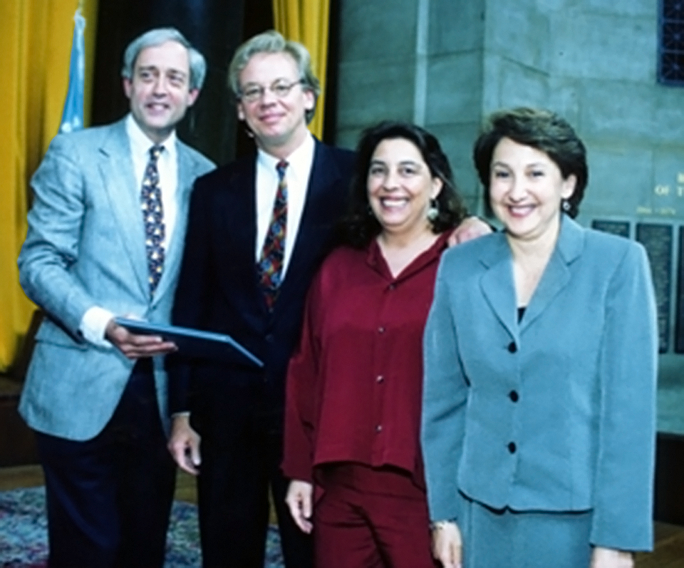 George Rupp, Scott Higham, Sarah Cohen and Sari Horwitz