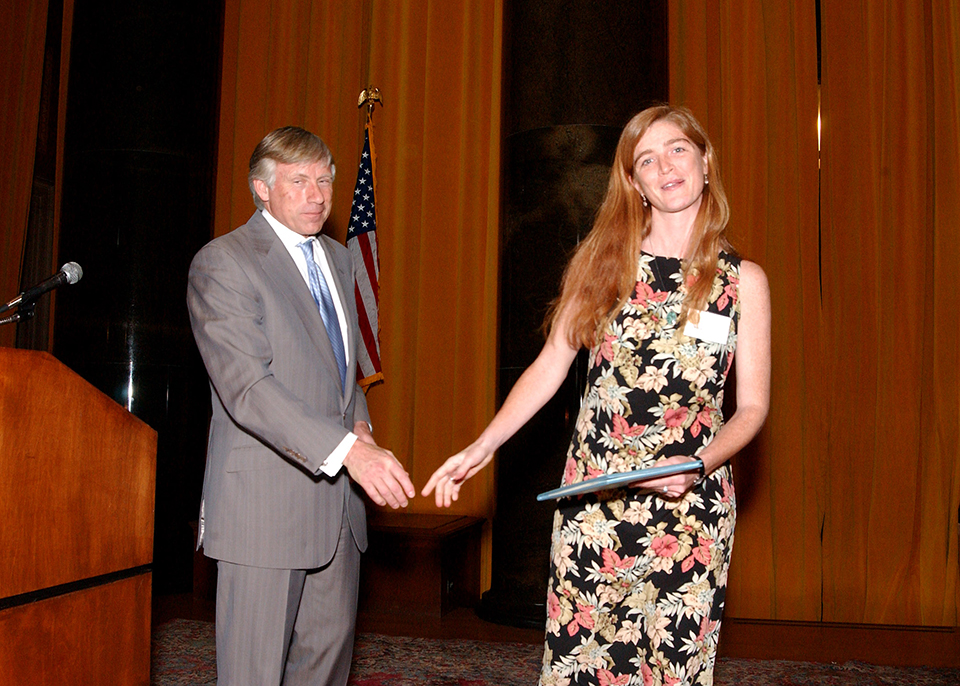 Lee Bollinger and Samantha Power