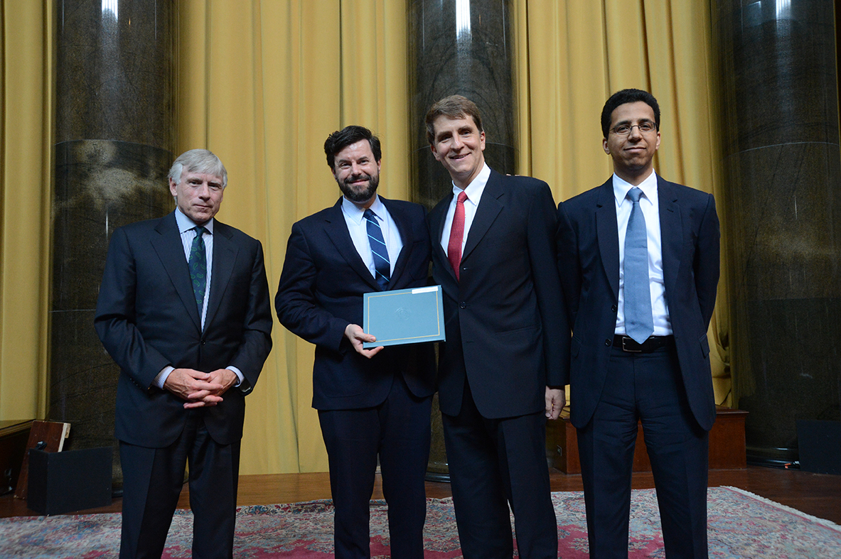 Lee Bollinger, Charles Duhigg, Keith Bradsher and David Barboa