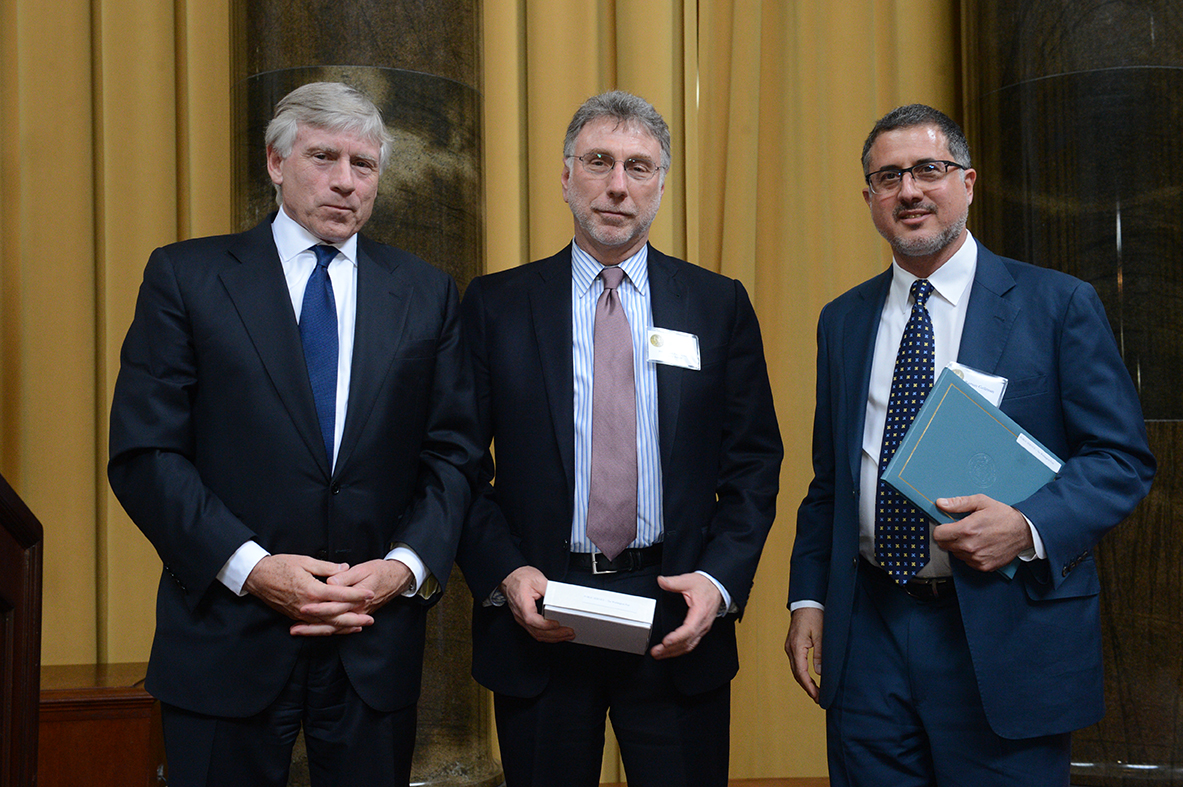 Lee Bollinger, Martin Baron and Barton Gellman