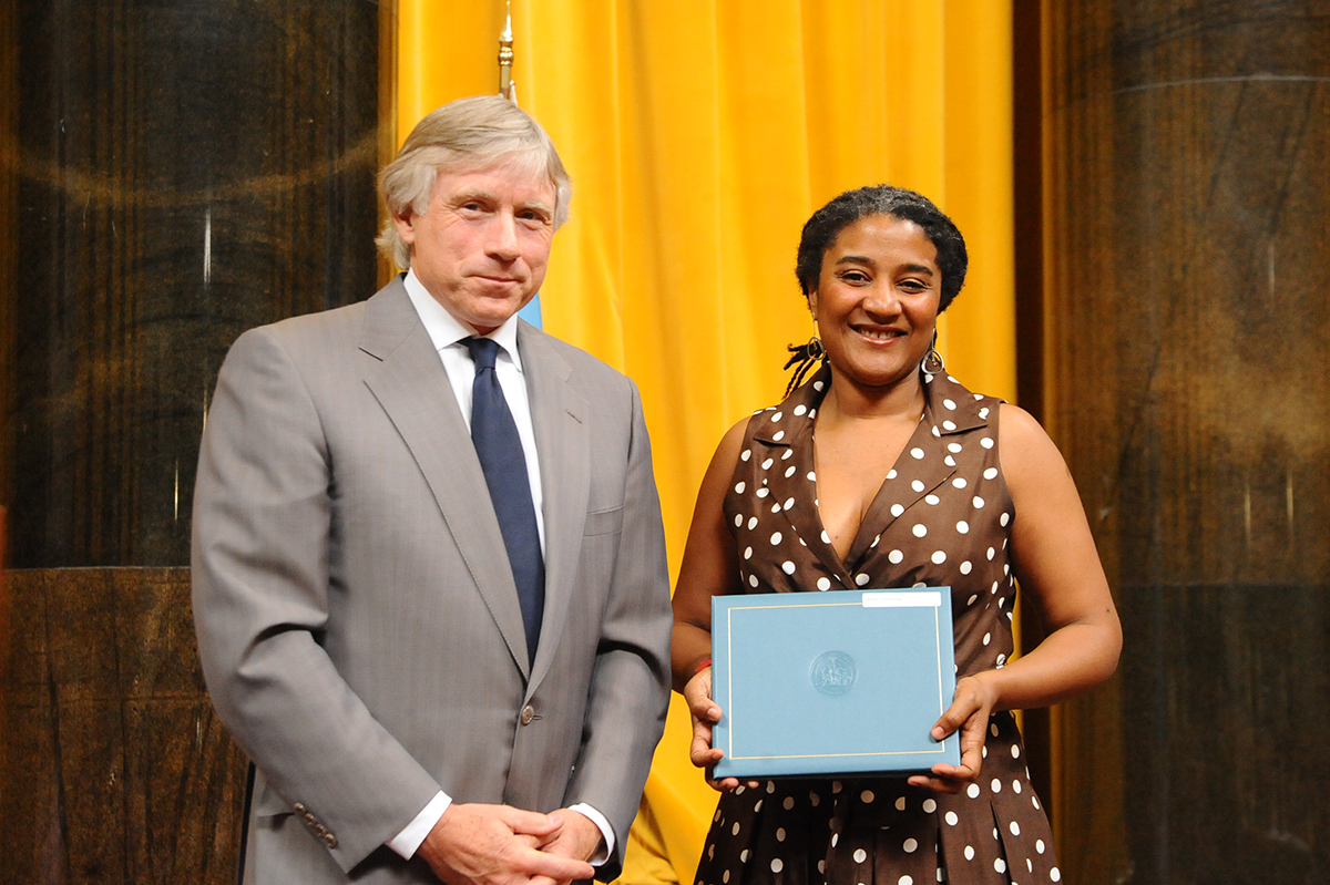 Lee Bollinger and Lynn Nottage