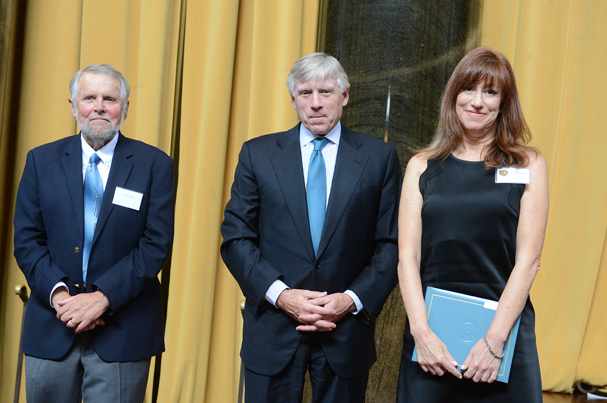 Mike Pride, Lee Bollinger and Diana Marcum