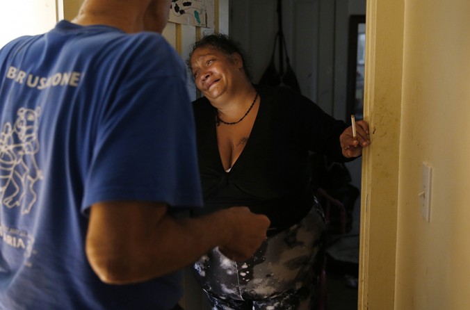 In the midst of a relapse, Raquel leans in her doorway and tells her heroin supplier how alone and frustrated she feels. He encourages her and tells her not to give up, saying that she is one of the strongest women he knows (Jessica Rinaldi, The Boston Globe).