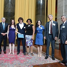 Lee Bollinger and The New York Times staff